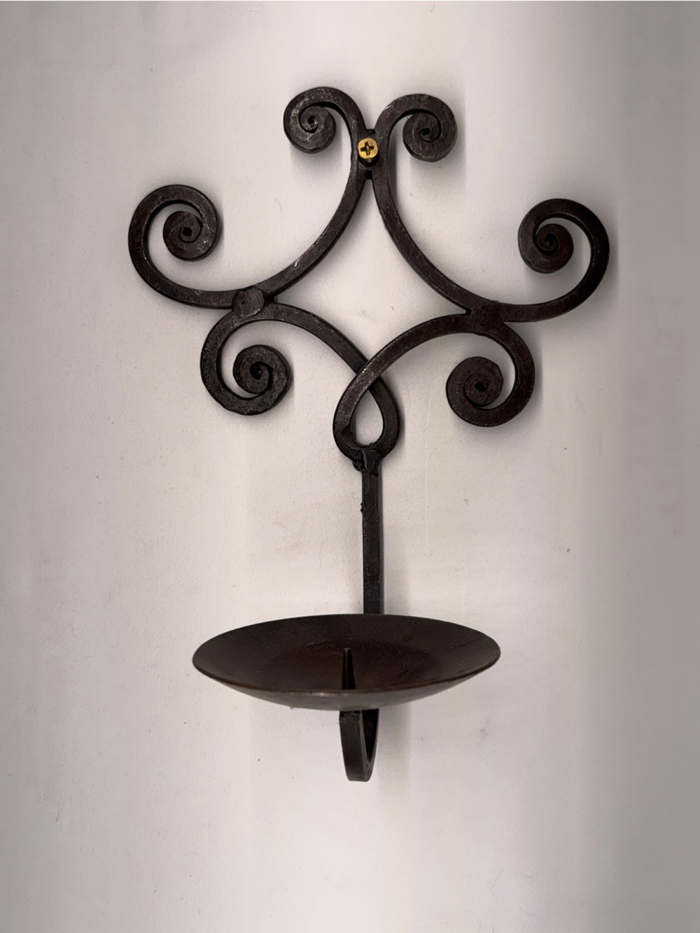 Ornate Iron Wall Hook & Sconce - Black